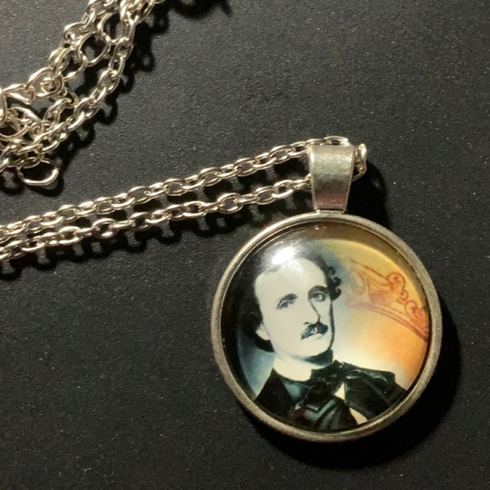 Silver Cabochon Pendant - Edgar Allan Poe Portrait